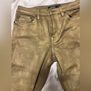 Ralph Lauren metalic jeans goldish green